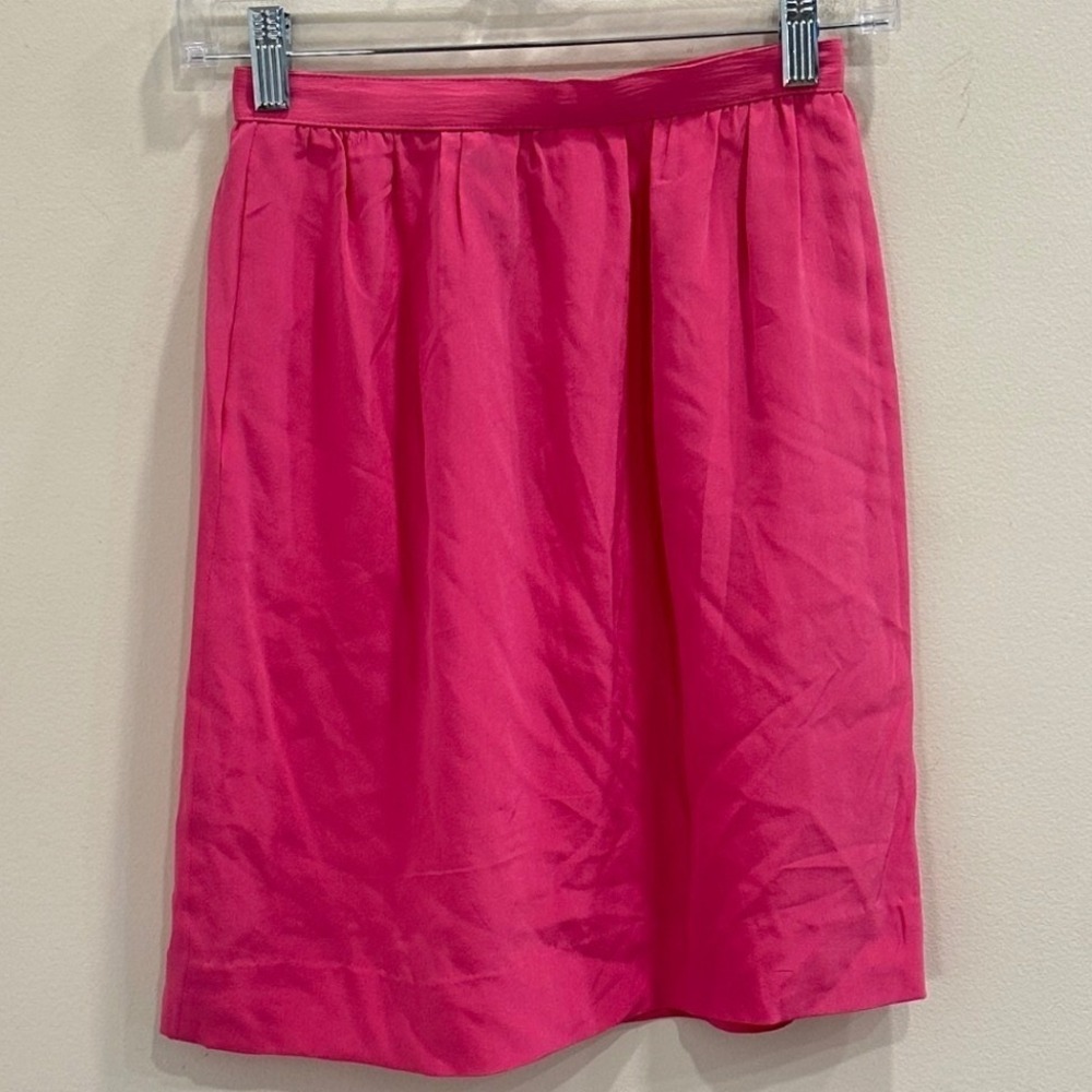 VTG 70s Elvia Gobbo for Les Mouches Hot Pink Pencil Skirt Pinup Pockets XXS-XS